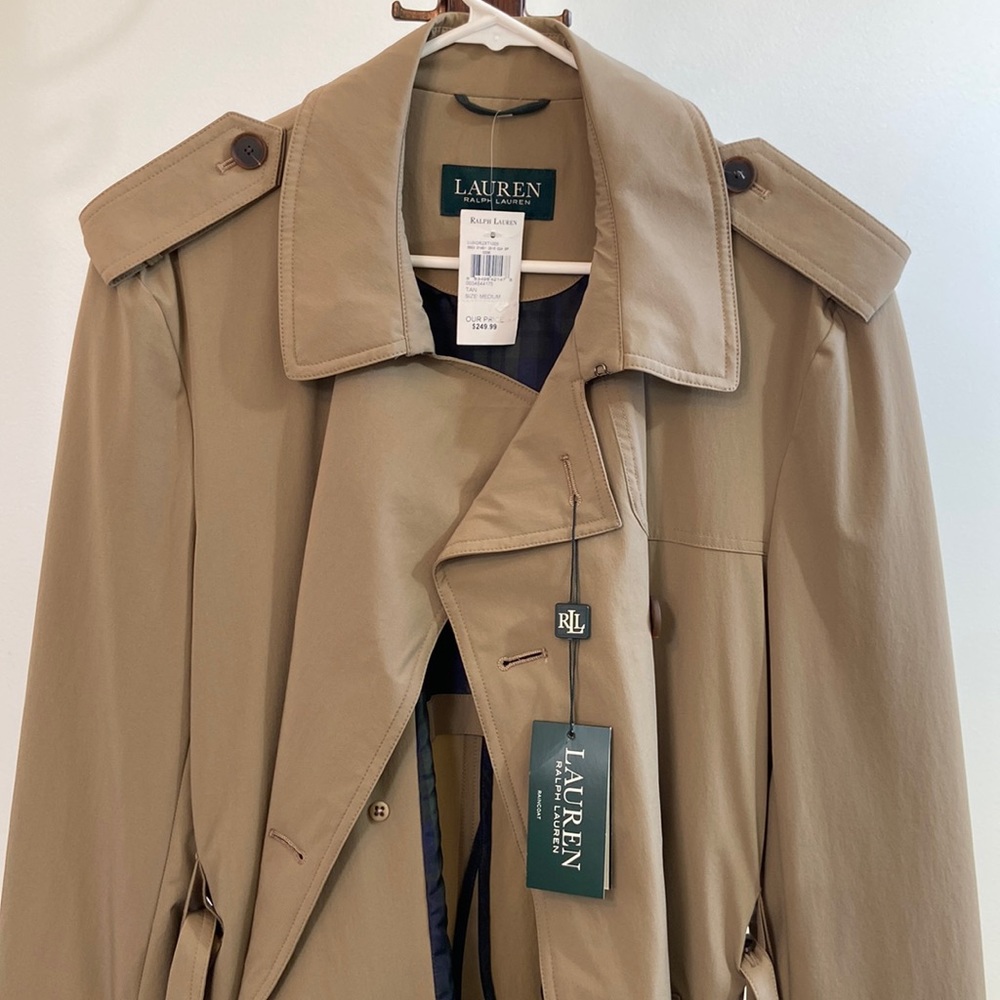 Lauren Ralph Lauren Luxor double breasted trench coat tan beige Medium